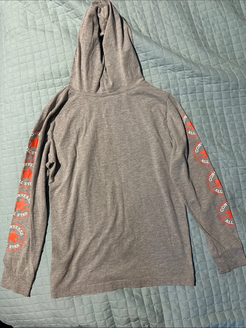 Converse Gray Hoodie with Camo Sneaker and Orange Accents - Youth Large